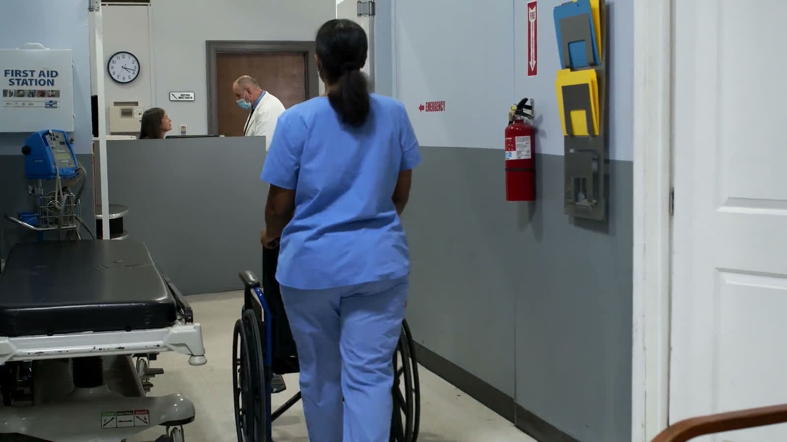 Hospital care team working together